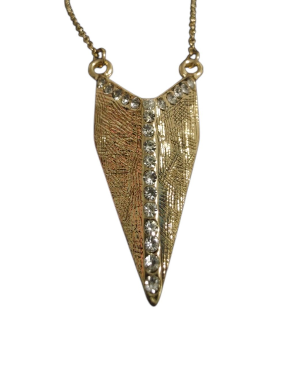 Gold Tone Rhinestone Arrow Pendant Claro Necklace